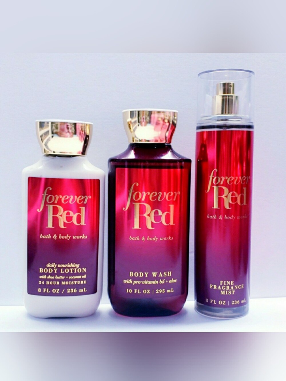 Bath & Body Works FOREVER RED Body Lotion, Body wash, Fragrance Mist - 3 pcs